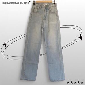Grey Lab Y2K High Rise Light Wash Wide Leg Jeans 27